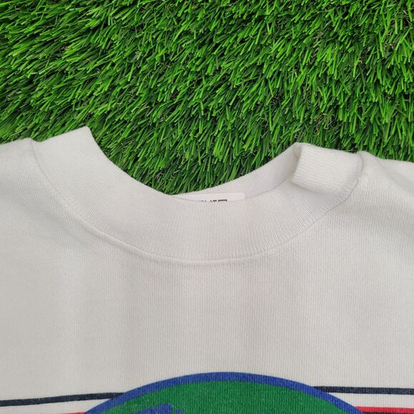 Vintage 90s Basketball Cropped Sweatshirt Medium 23x22 White - Picture 8 of 11